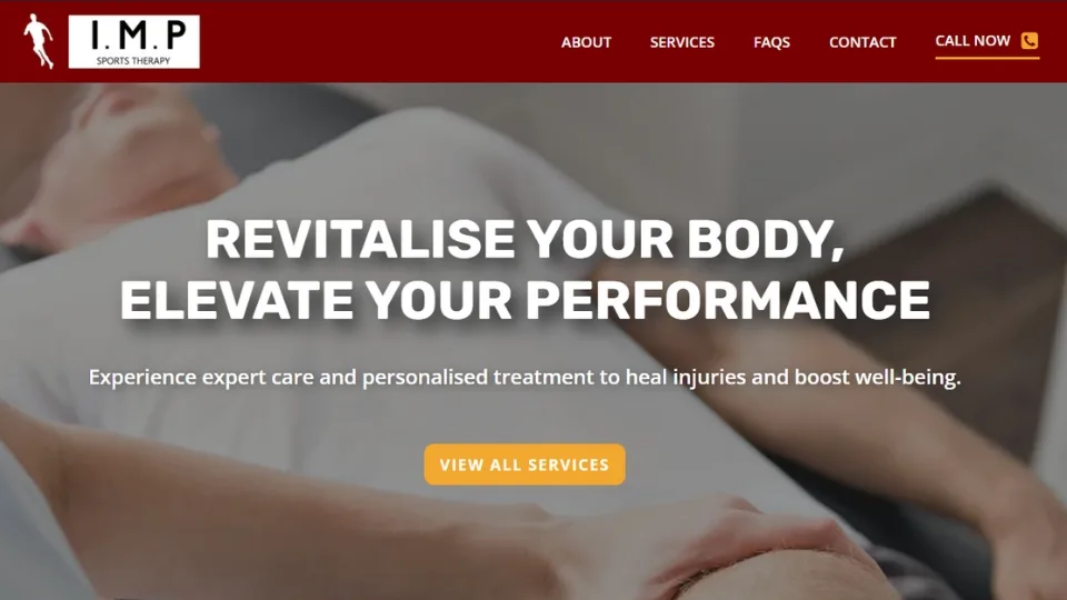 Multi-page WordPress website design and development for IMP Sports Therapy in Hailsham, East Sussex