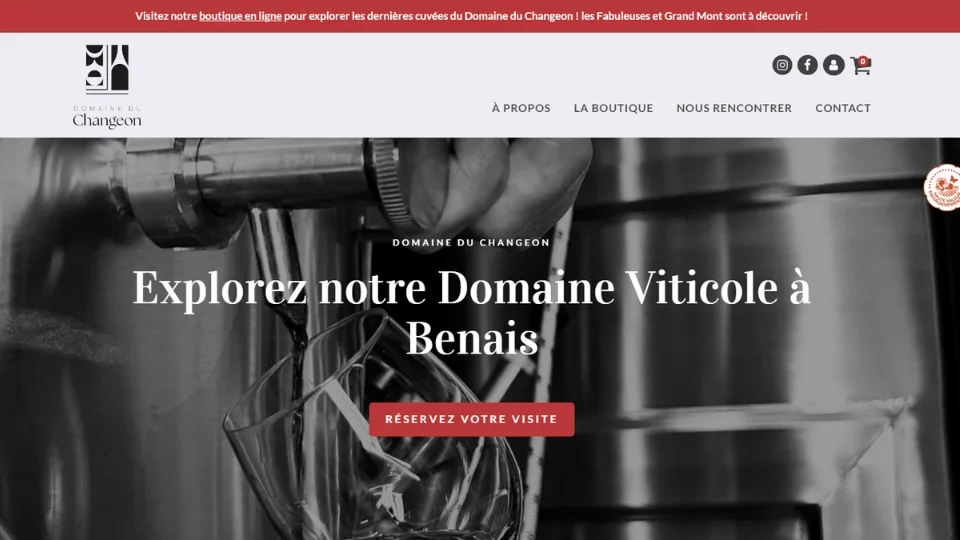 e-commerce website design services for Domaine du Changeon, France