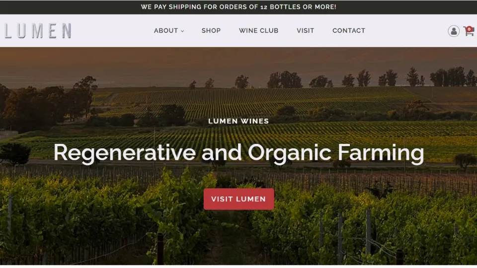 web design services for Lumen Wines, Santa Barbara winery