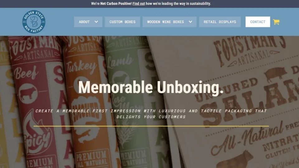 E-commerce WordPress website design and development for Golden State Box Factore, San Diego, CA